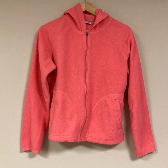 Fleece Jacket Women’s Medium 8-10 Pink Peach Full Zip Sweater Athletic Warm Fall - Picture 1 of 6